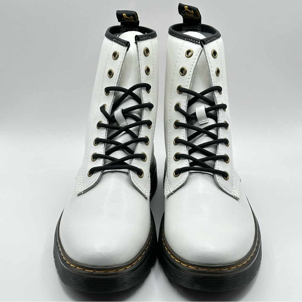 Unisex Dr. Martens Zavala White Leather Combat Boot Women’s Size 11=Men 10 New - Picture 2 of 10